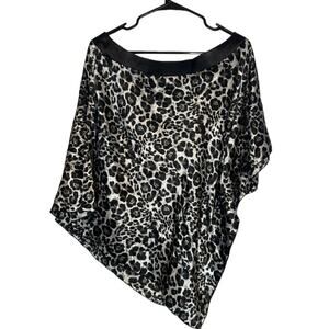 Fashion Magazine Women’s Tan & Black Leopard Print One-Shoulder Blouse LG